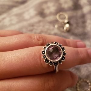 Amethyst pandora ring